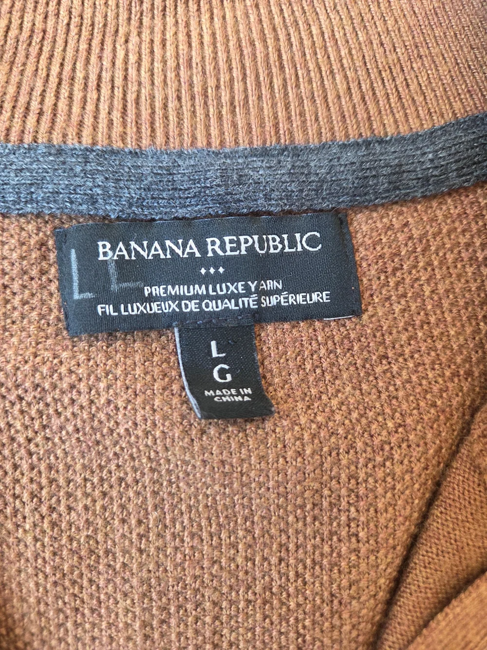 Banana Republic Men's Brown Quarter-Zip Knit Sweater Size L
